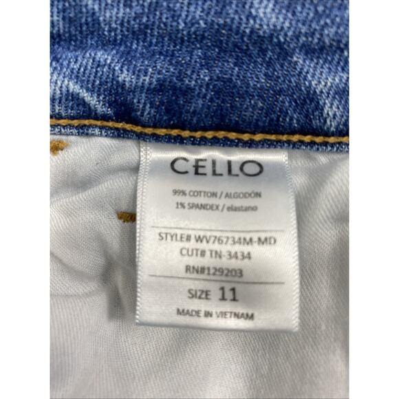 Cello Jeans Juniors Size 11 Destroyed Raw Hem Medium Wash Denim Straight Hi Rise - Picture 4 of 14